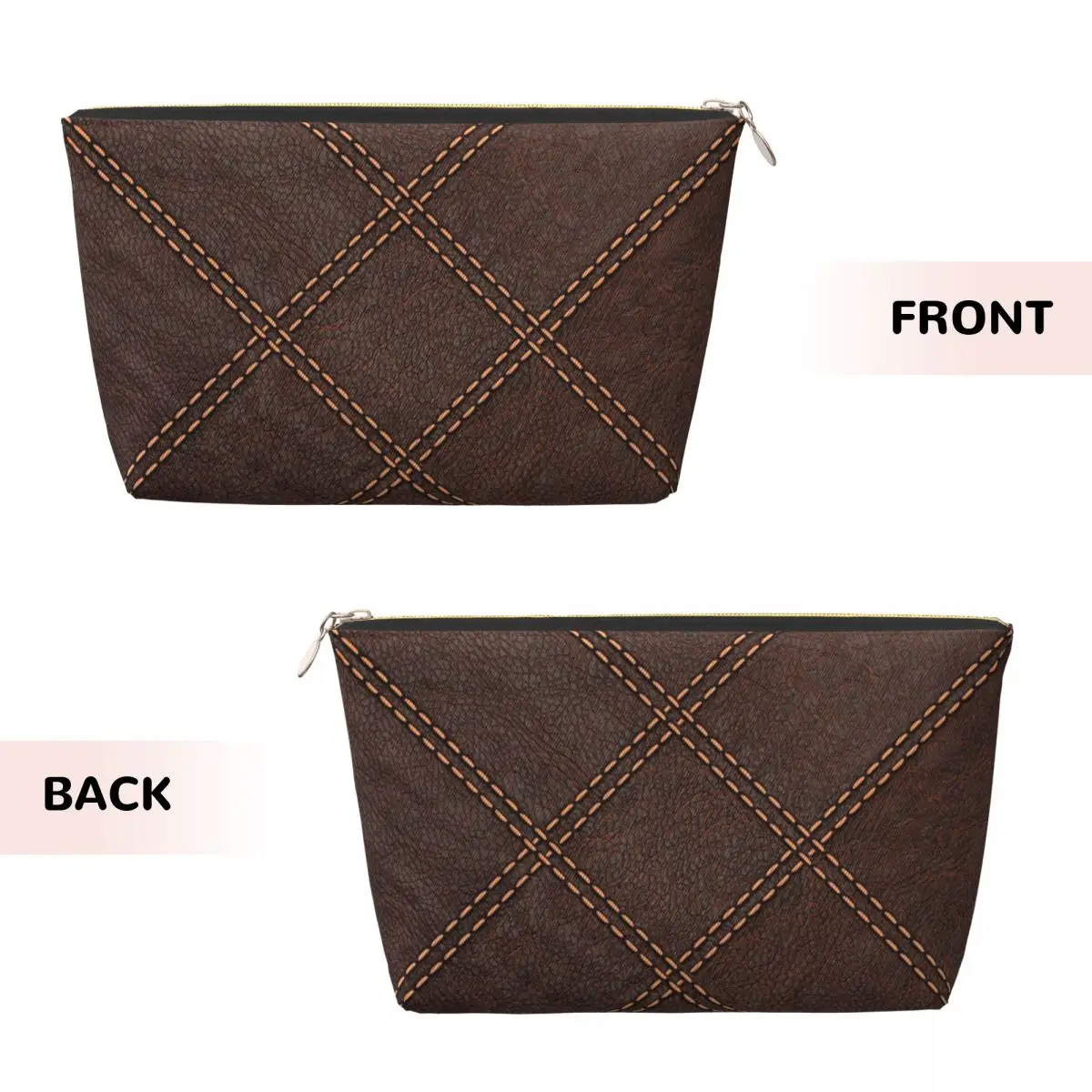 Custom Vintage MedievalLeather Textures Print Travel Toiletry Bag for Women Cosmetic Makeup Bag Beauty Storage Dopp Kit