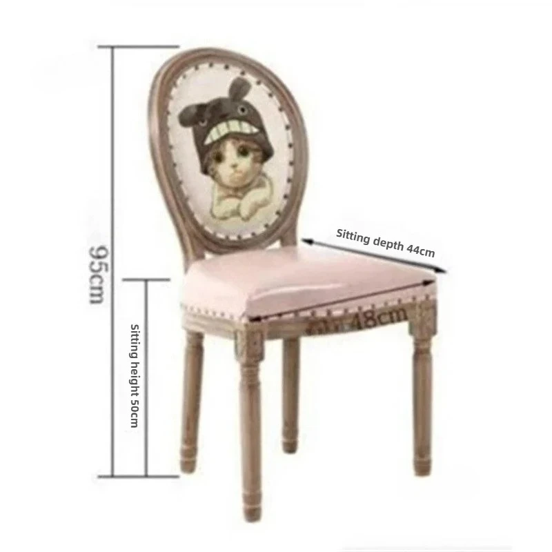 Designer Vanity Chair Home Furniture American Solid Wood Dining Chair Hotel Cafe Restaurant Retro High-end Backrest Chairs