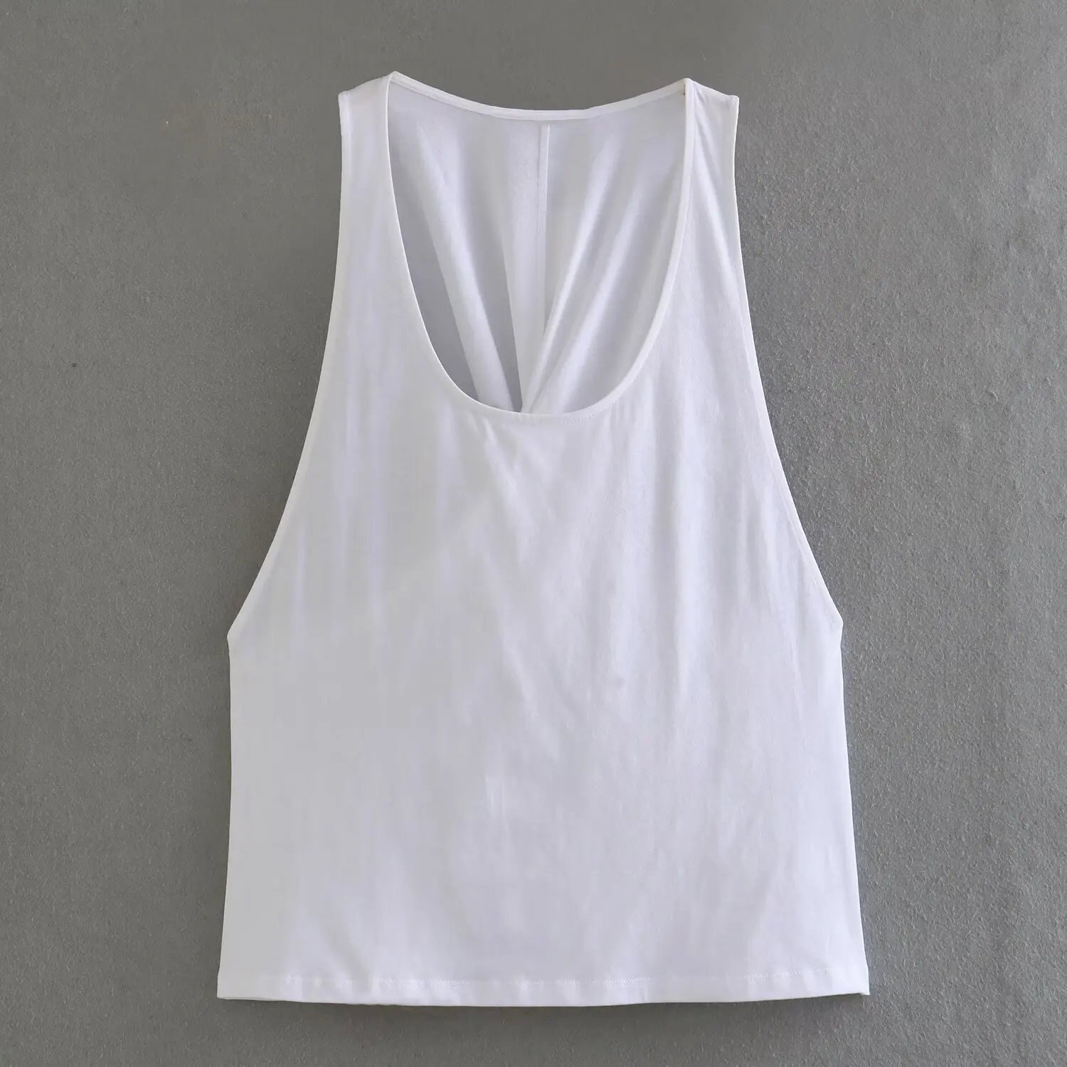 

Women's Classic Backless Vest Round Neck Sleeveless Back Cross Loose Hem Top Spring and Summer New Casual Slim Chic T-shirt