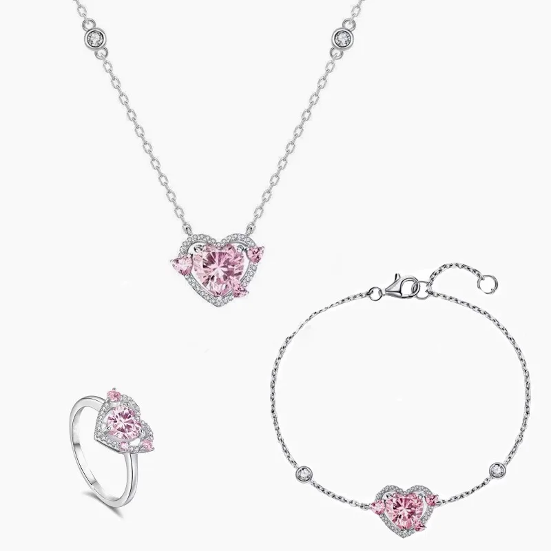 Pulsera de corazón de diamantes de imitación rosa brillante para mujer, pulsera ajustable delicada y elegante de hada Y2K, regalo de joyería de moda para fiesta