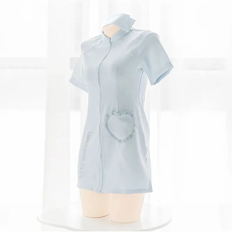 Juego de rol lindo vestido de enfermera Gilr con sombrero uniforme disfraz mujer camisón Sexy pijama traje Cosplay