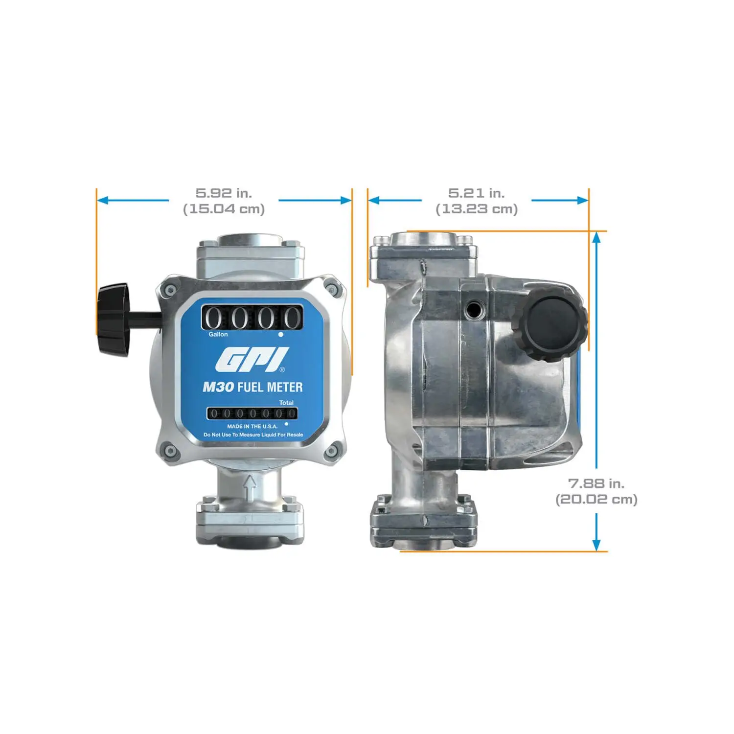 - Medidor de combustible mecánico modular M30 en galones, 5 a 30 Gpm, entrada/salida Npt de 1” ( 165100 -01)