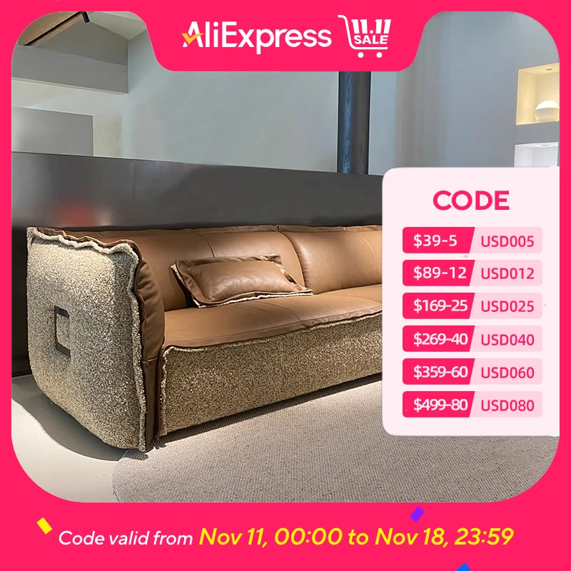 

Дизайнерские европейские диваны для взрослых, коричневый лен, современный пол, двойной диван для гостиной, кожаный диван, роскошная мебель Divani