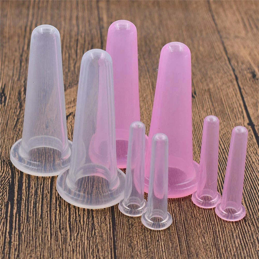 4 Stuks Natuurlijke Siliconen Cupping Massage Cup, Voor Body Fac Nek Oogmassage Vacuüm Tank Gezichtsverzorging, Anti-Aging Beauty Tool