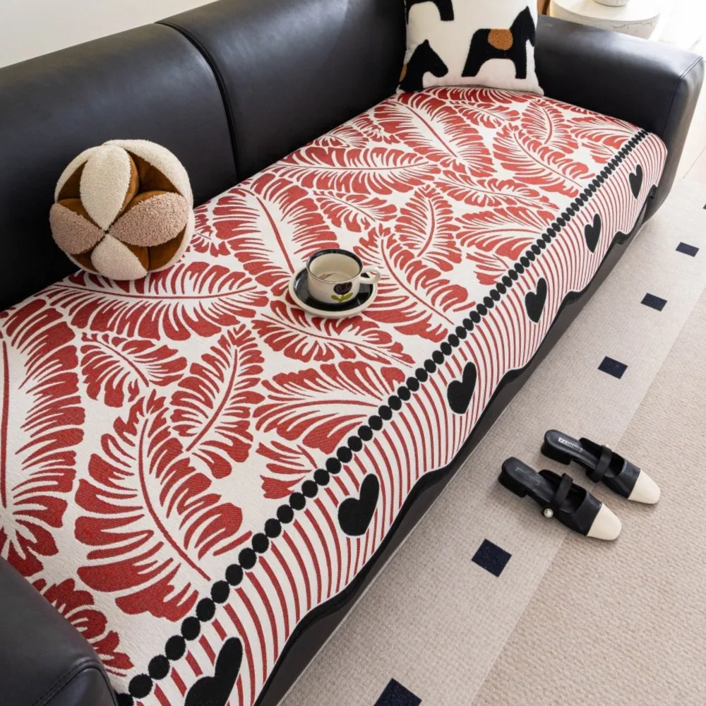 

Декоративный коврик для дивана с принтом листьев и сердец, 2026, неправильной формы, нескользящий, всесезонный, универсальный, для домашнего декора