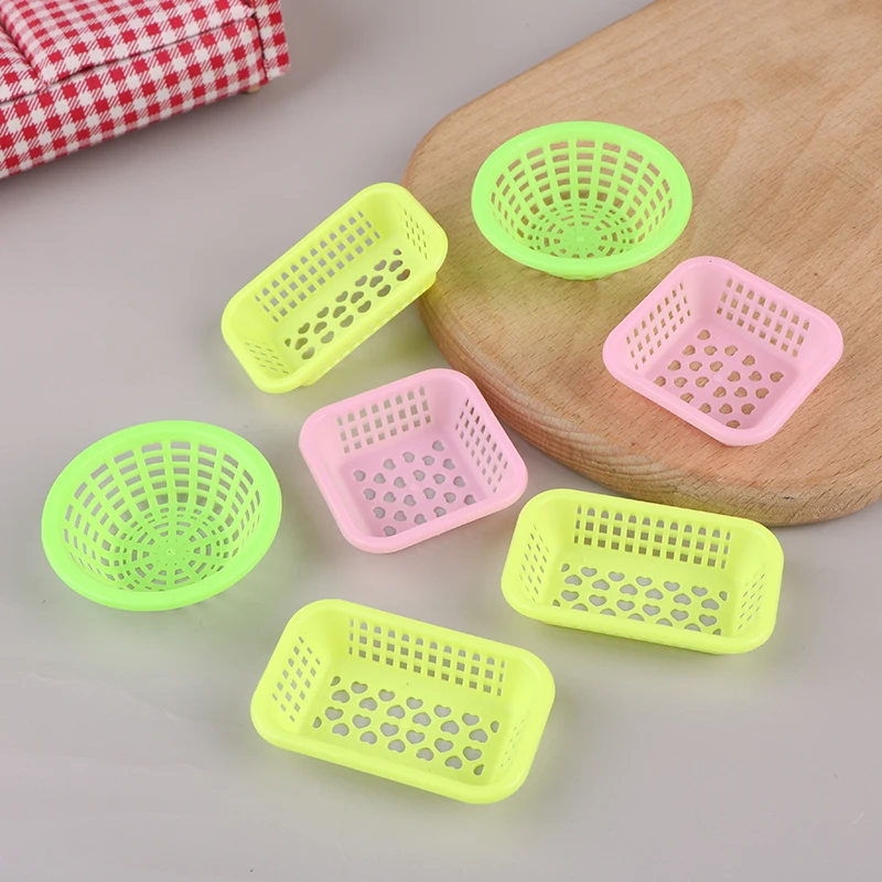 10Pcs 1:12 Dollhouse Miniature Storage Basket Washing Vegetables Fruit Food Baskets Kitchen Decor Toy Doll House Accessories