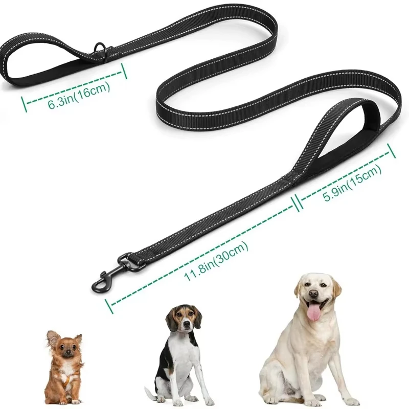 

180cm Double Handle Dog Leash,Double-Sided Reflective Night Safety, Nylon Dog Training Lead Suitable for Small to Large Dogs