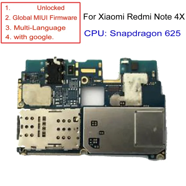 Best Unlocked Board Mainboard For Xiaomi redmi note 4X note 4 Global Snapdragon 625 MotherBoard Card Fee Plate Flex Cable AliExpress
