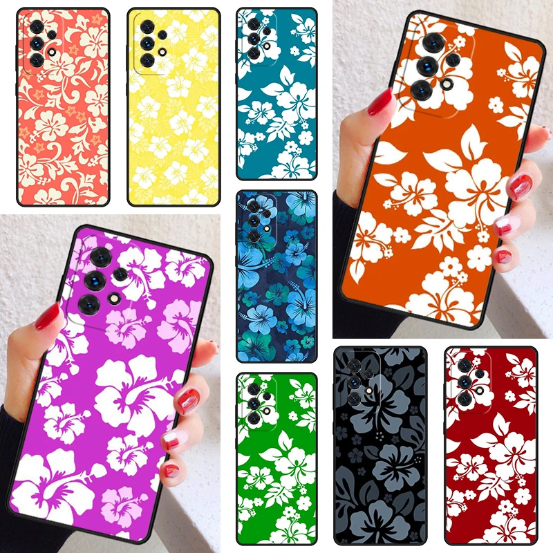 Hibiscus Flower Tropical Hawaiian Case Cover For Samsung Galaxy A52 A72 A73 A20e A21S A50 A70 A12 A42 A31 A40 A51 A71 A32 A80