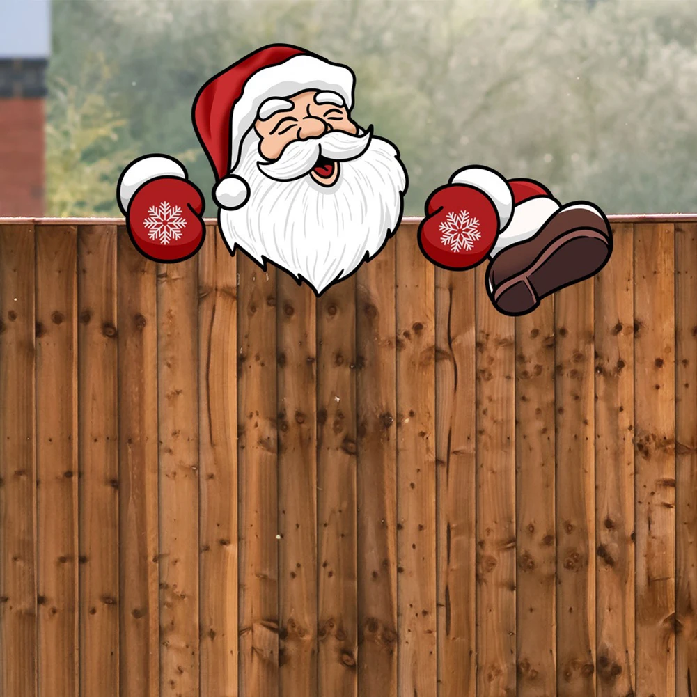 Christmas Season DIY Garden Fence Sign Santa Reindeer Snowman Decor Compact And Space-saving Versatile Usage Weather-resistant