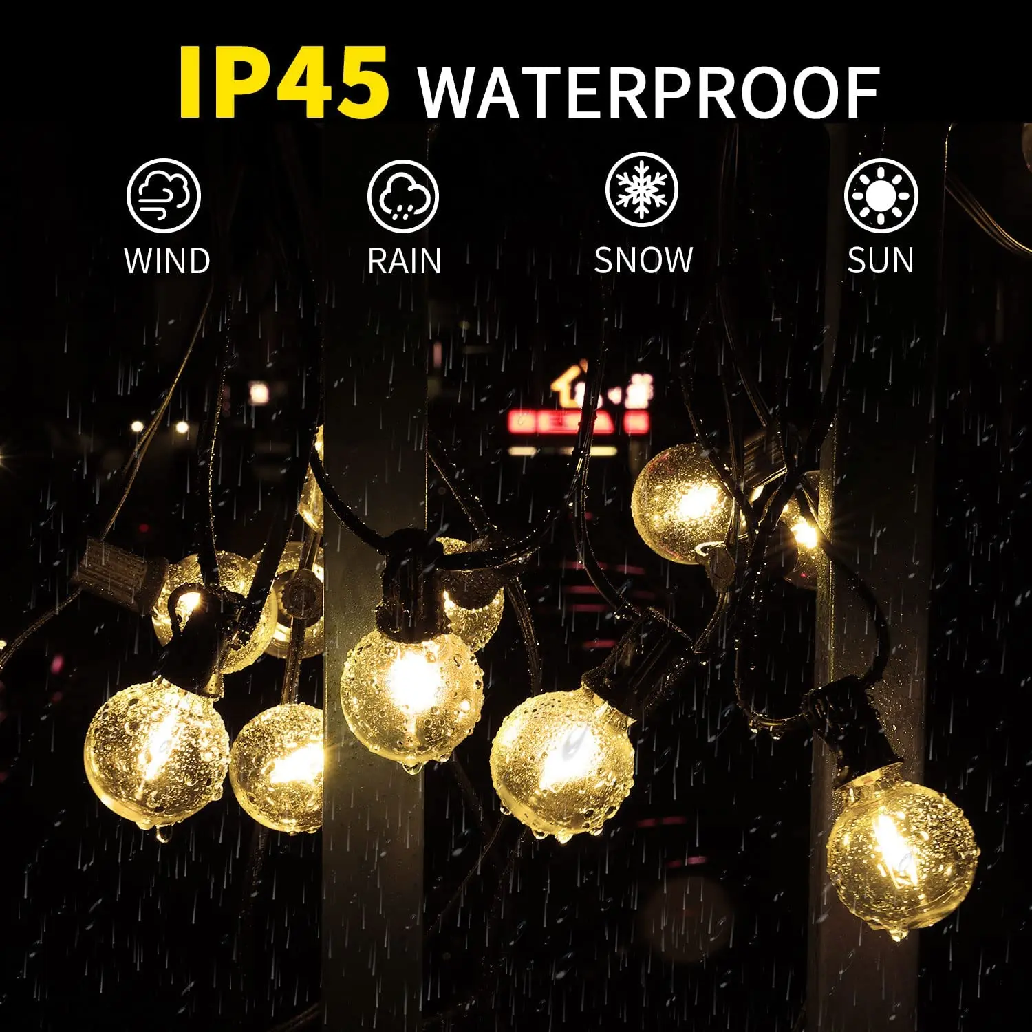 100/50/25ft USB LED Lights 5V 1W G40 Plastic Bulb Outdoor Waterproof Tent Fairy Patio Festoon String Light Wedding Decor