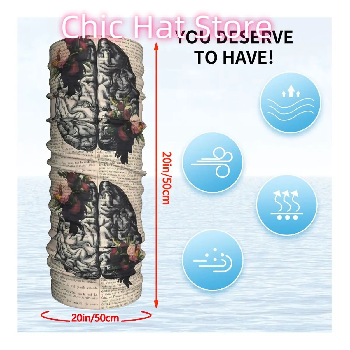 فن القلب الحشوي البشري (1) قناع الوجه للرقبة وشاح من البوليستر #2