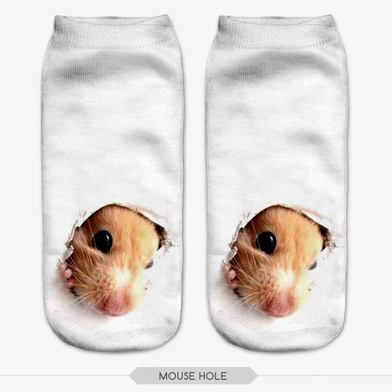 Chaussettes unisexes imprimées en 3D pour femmes, chaussettes de rinçage mignonnes, coupe basse, plusieurs couleurs, décontracté, drôle, hamster,