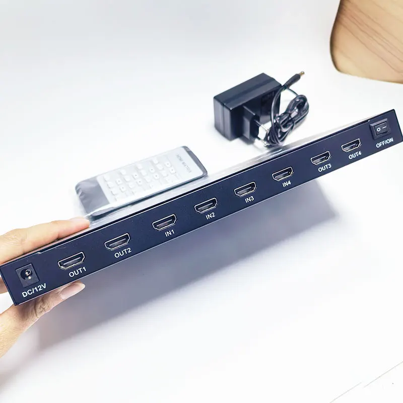 4K@60Hz 매트릭스 4X4 비디오 스위치 분배기, HDMI 매트릭스, 오디오 4 in 4 Out 1080p, 카메라 노트북 PC-TV Projecto