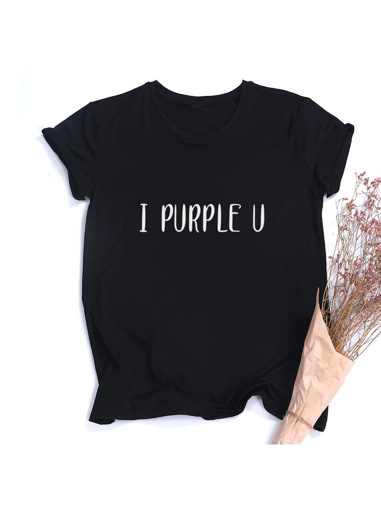 Female Short Sleeve KPOP I PURPLE U T-shirt Aesthetic High Quality Haut Femme Summer Top Tee Shirt Streetwear Cute Tshirts