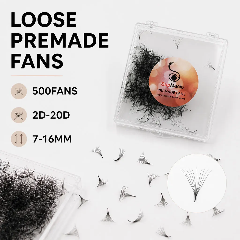 Supmacio Loose Fan Wimpernverlängerungen 20D 16D 14D 12D 10D mit spitzer Basis, lose Fächerwimpern, Promade Fans Wimpern
