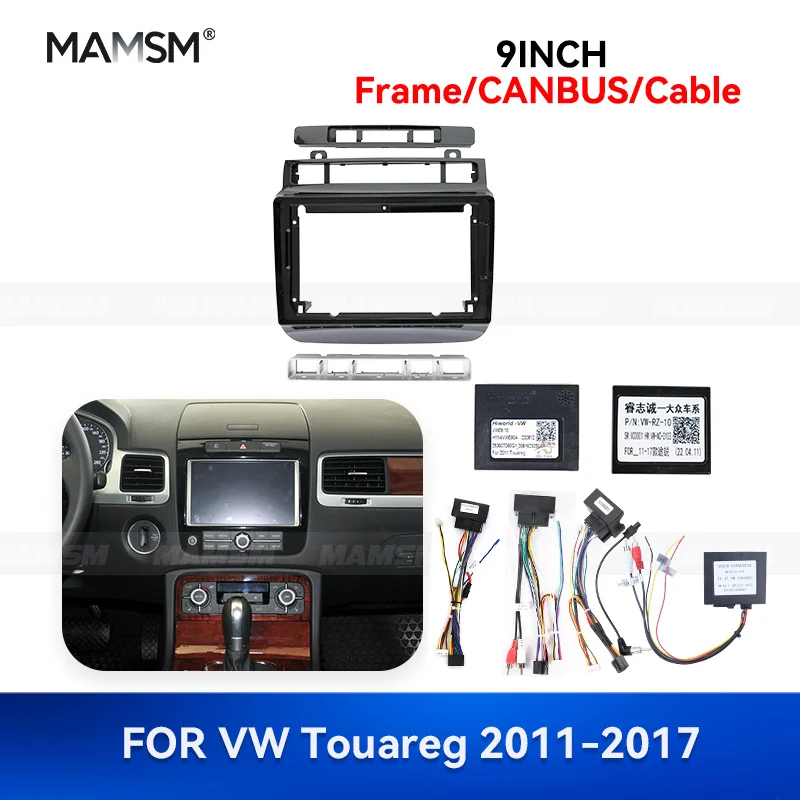 

MAMSM 9 inch For 2011-2017 VW Touareg Android Car Radio Fascia Stereo Frame GPS MP4 Multimedia Wiring Harness Canbus Box Kit