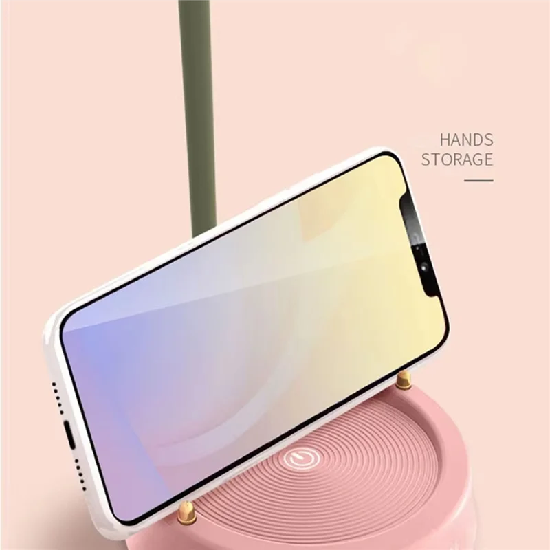 ABWR-ピンクフラワーLEDテーブルランプかわいい調節可能なタッチ充電式バッテリーナイトライト寮読書灯用