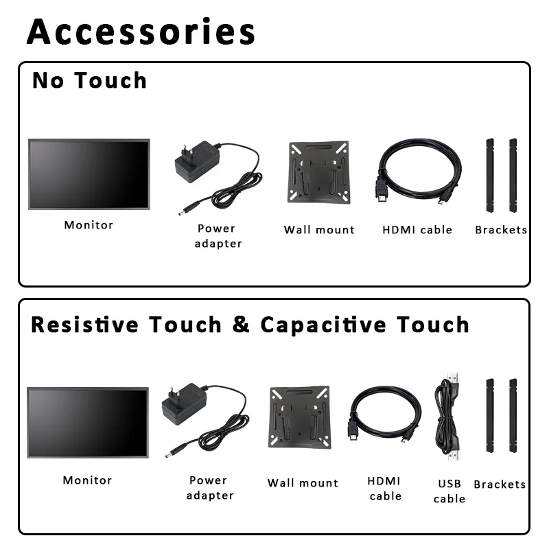 1000 Nits 13.3 Inch HD Open Frame Industrial Display 1920*1080 Resistive/Capacitive Touch Screen Monitor With VGA HDMI Interface