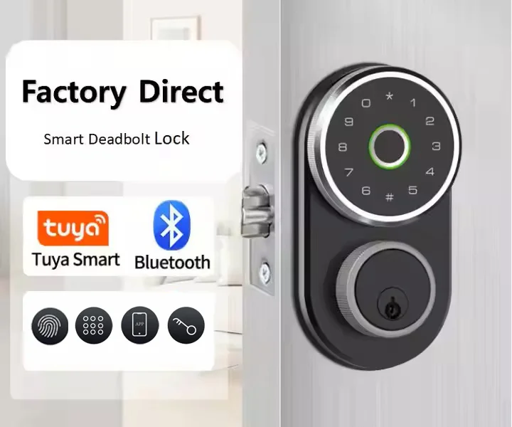 Glomarket Factory Price Keyless Entry Knob Code Biometric Fingerprint Smart Door Lock Deadbolt Tuya WiFi Cloud Smart Lock