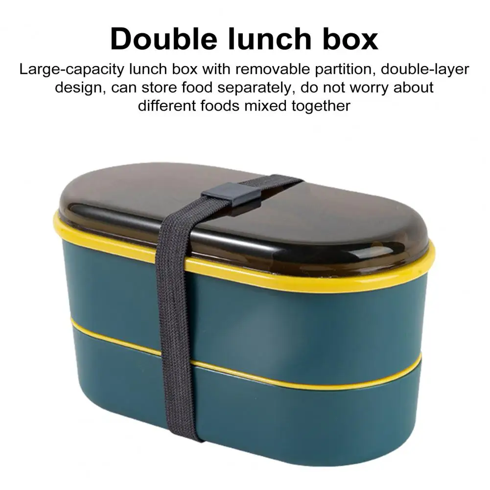 Food Storage Solution Leak-proof Double-layer Lunch Box with Tableware Lightweight Food Container for School Work Picnics 800ml