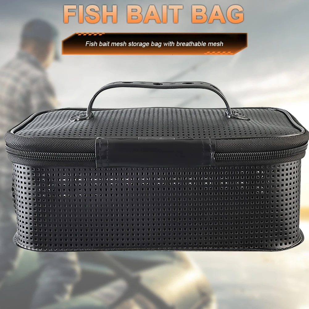 Universal Fishing Handbag Mesh Hollowed Out Bait Lure Hook Handbag Breathable Wear-resistant Large Capacity Outdoor Fishing Tool