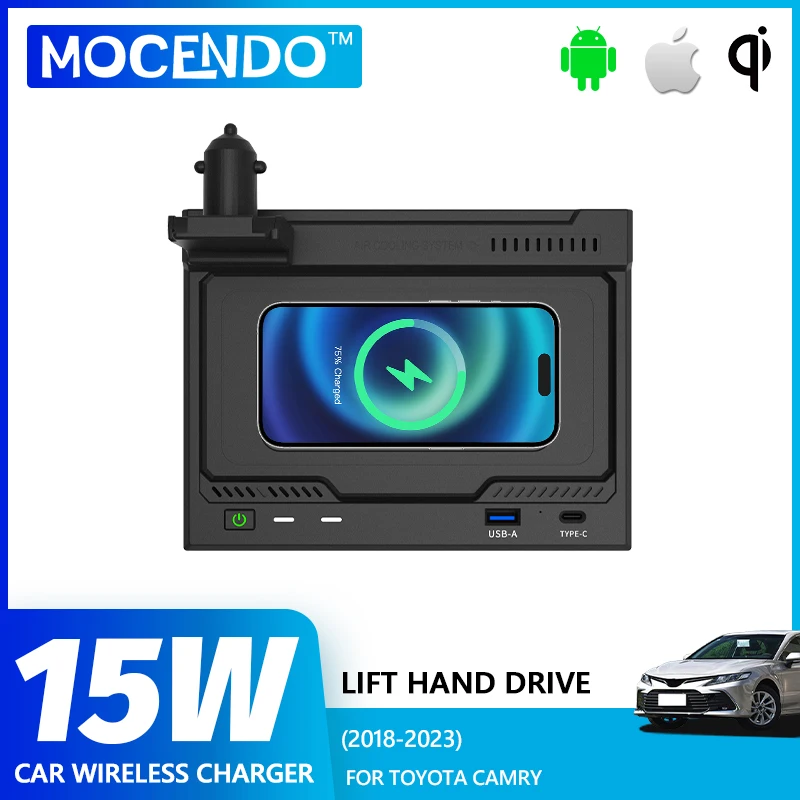 

15W Car Wireless Charging For Toyota Camry 2018-2023 Interior Modification Accessories Fast Phone Charger Plate Pad Trim Part