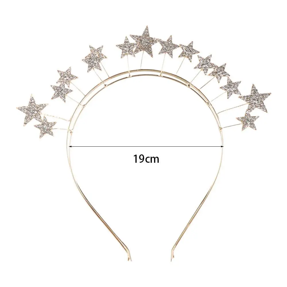 

Vintage Metal Star Hair Hoop Silver bilayer Halo Crown Princess Bridal Hair Tiara Baroque Hairbands Headpieces