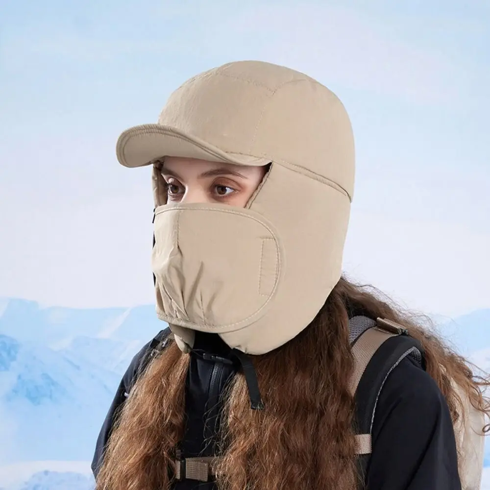 Winddichte Winter-Lei-Feng-Mütze mit integriertem Gesichts- und Ohrenschutz, warme Kopfbedeckung für Outdoor-Aktivitäten, Radfahrer-Mütze, warme, verdickte Mütze mit Ohrenklappen, Angelmütze – Detail 9