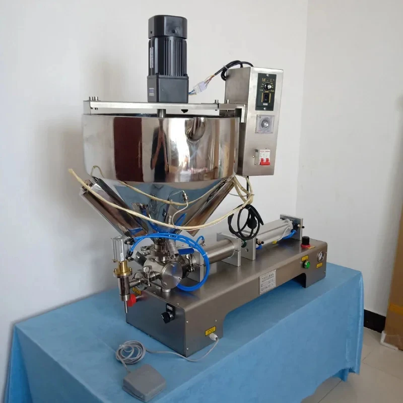 

Heating Stir Type Filling Commercial Piston Pneumatic Single Stainless Steel Filler hine Foot Control