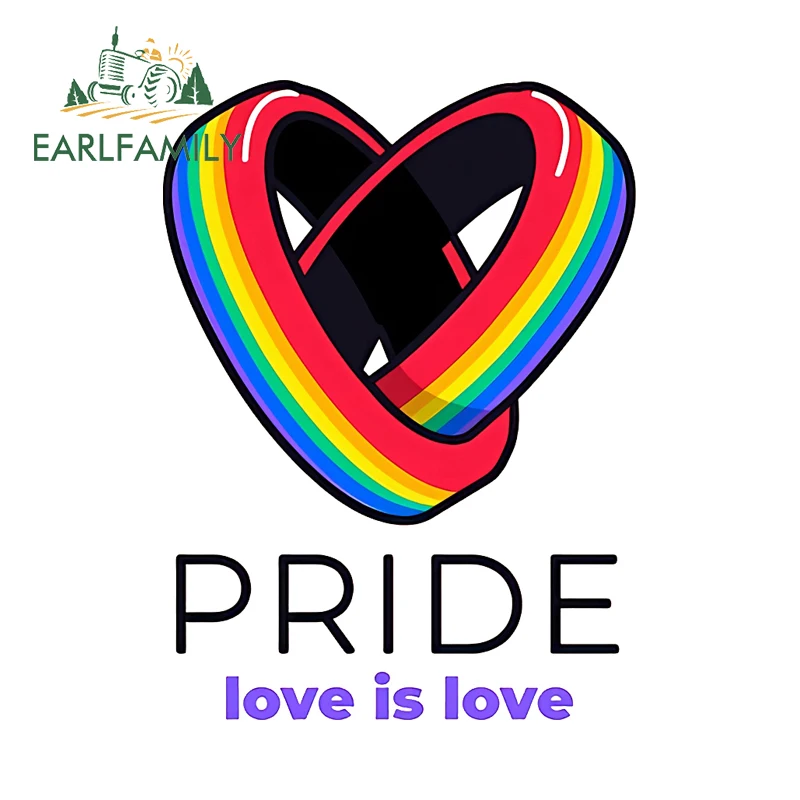 

EARLFAMILY Lgbt Rainbow Penguin Pride Car Stickers Cartoon Love Is Love Text Design Decal Scratch-Proof Camper Custom Printing
