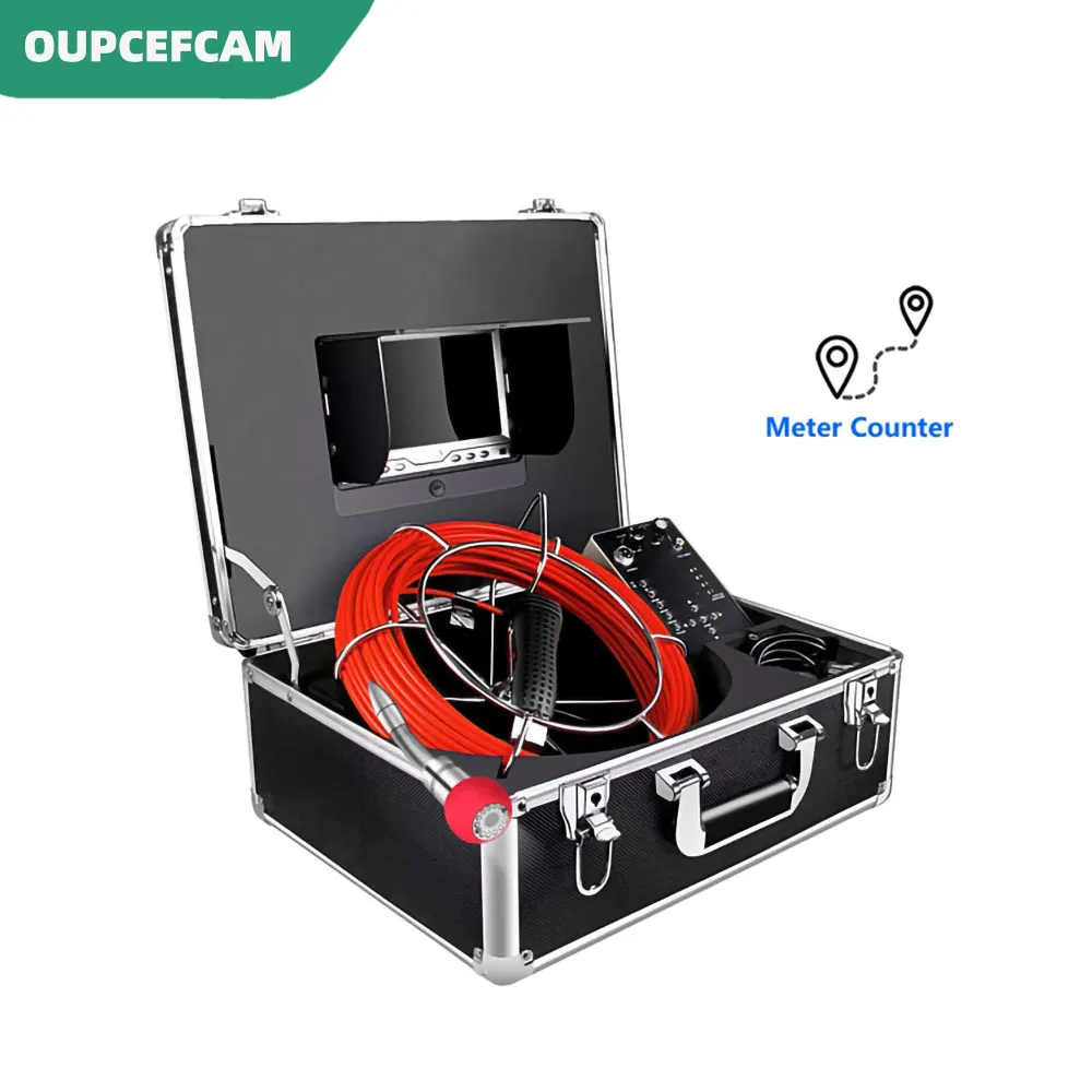 7 Inch Color Monitor 23mm Camera Sewer Pipe  Drain Inspection Industrial Endoscope System 5mm Fiberglass Cable Meter Counter