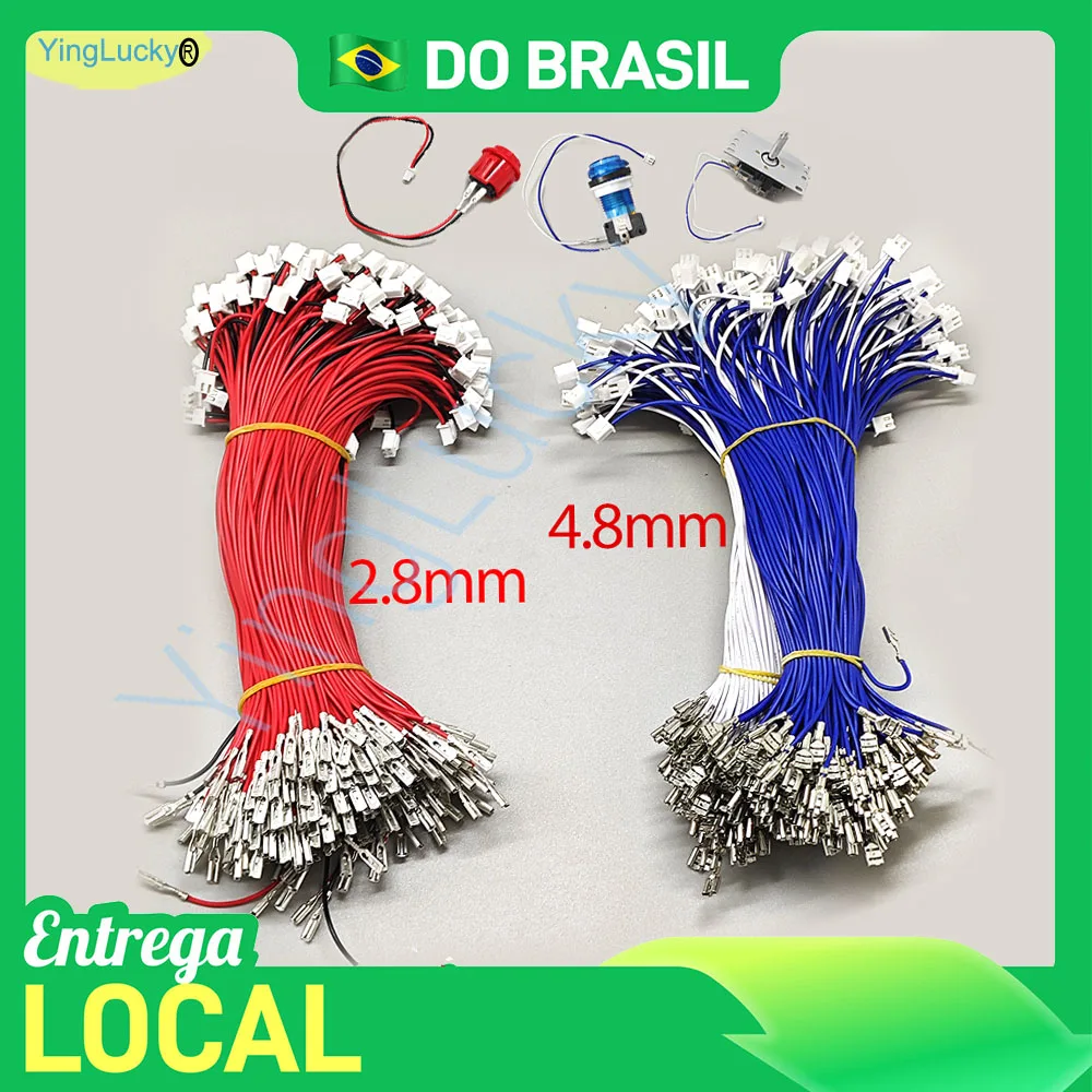 1 pacote/1000 peças 2 pinos h2.54 terminal cabo fio 4.8mm/2.8mm para zero atraso arcade placa usb happ joystick sanwa botões de pressão