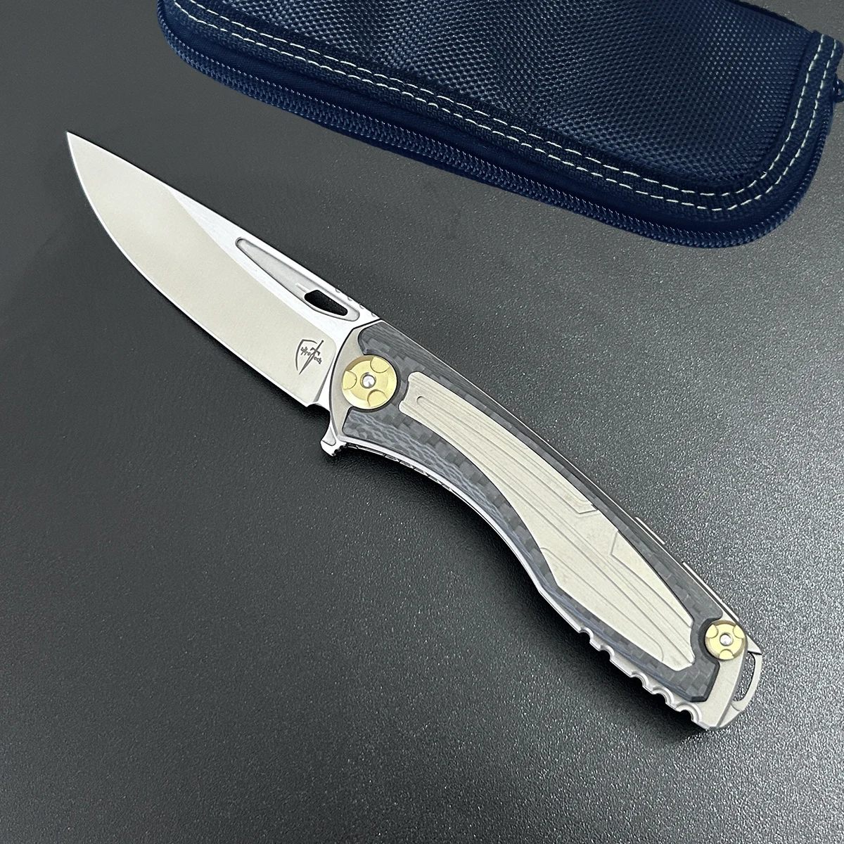 Folding Knife Austrian M390 Powder Steel CNC Screws Carbon Fiber Inlaid TC4 Handle Ceramic Bearing Outdoor Pocket EDC Gear