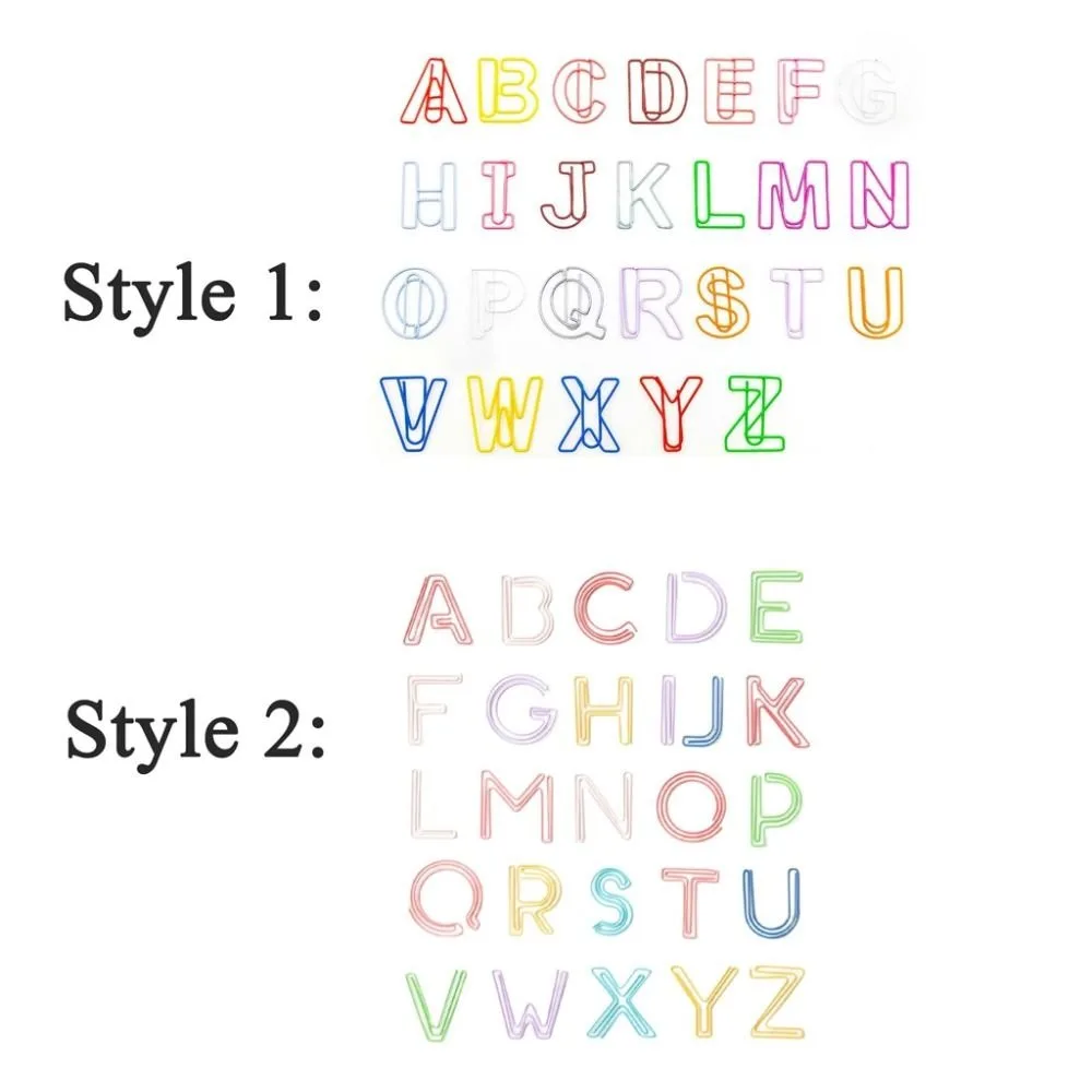 26pcs Kawaii Binder Clips Alphabet Paper Clips Hollow Bookmark Letter Paper Clips Metal DIY Photo Tickets Holder Stationery
