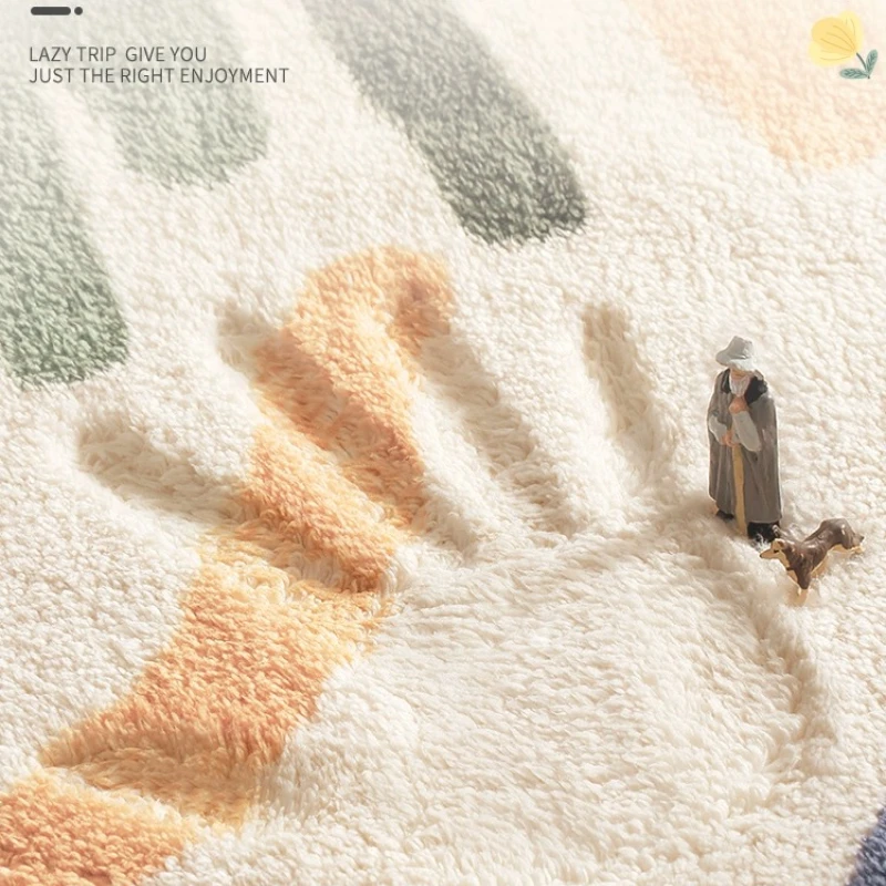 Super Soft Fluffy Lamb Wool Rug, Floral Bedside Bedroom Floor Mat Skin-Friendly Carpet, Machine Washable Fade Resistant