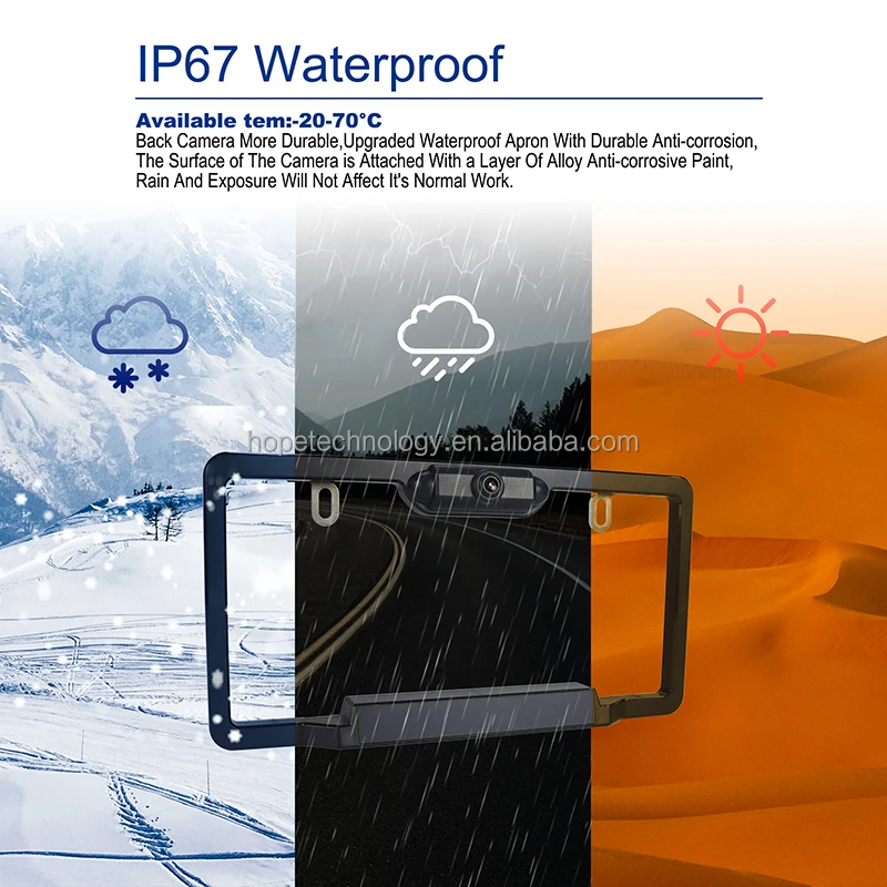 DIY 2,4 GHz Digital inalámbrico marco para matrícula sistema de cámara de respaldo Monitor de visión trasera de 5 pulgadas con energía Solar integrada