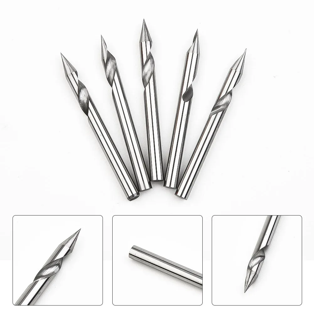 

1/8\" Shank 5pcs 30° Angle Milling Cutter Bit 36mm Long Blade Carbide Rotary Cutter Spiral Router Bits Tungsten Steel