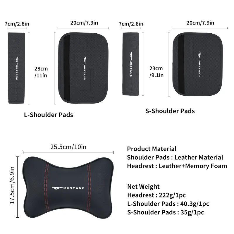 For Mustang Soft Car Headrest Cushion Seat Belt Shoulder Protector Cover Fiesta Kuga Edge Mondeo Shelby GT Fender - view 6