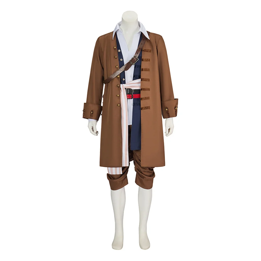Filme jack cosplay traje masculino capitão jaqueta calças com cinto pirata conjunto completo uniforme halloween carnaval festa outfits