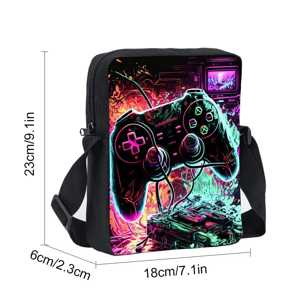 Cool Gamepad Daily Single Sided Messenger Bag For Boy/Girls Children Best Gifts 2D Flat Cartoon Casual Crossbody Bag
