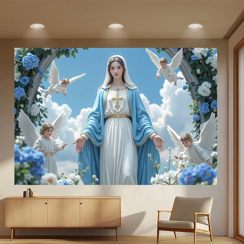 VIKAMA Madonna Angel Tapestry Church Chapel Prayer Room European-Style Living Room Cozy Bedroom Feature Wall Room Decor