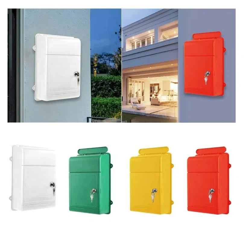 Universal Wall Mount Mailbox Letter Box with Lock Plastic Mail Box Waterproof Easy To Install Postbox for Home Yard Office