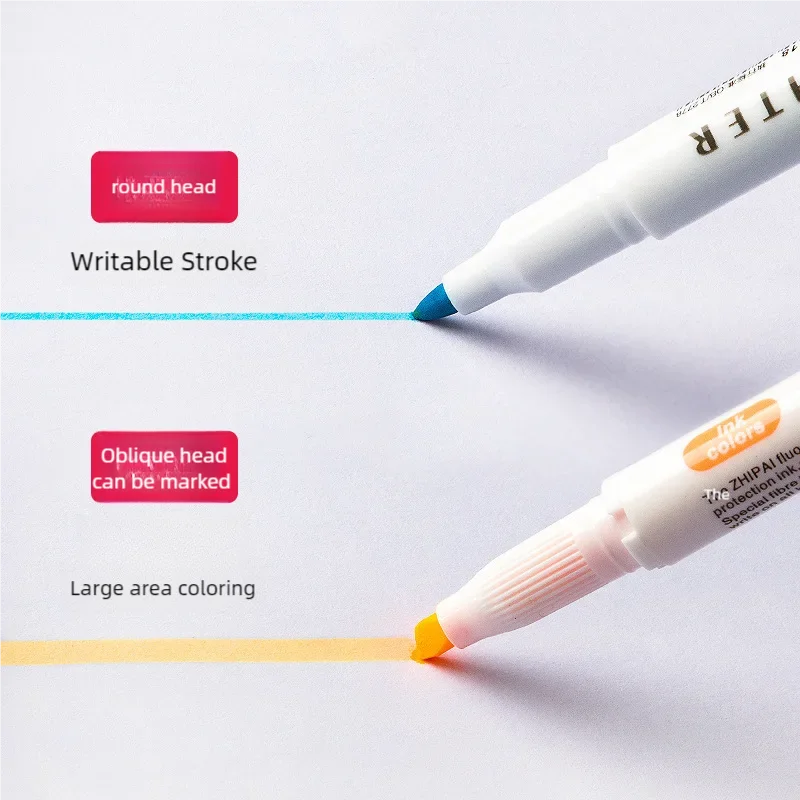 10pcs Pale Colors Dual-Tip Highlighters,Fluorescence Marking Pen for Emphasizing Key Points Double Point Makers Pen