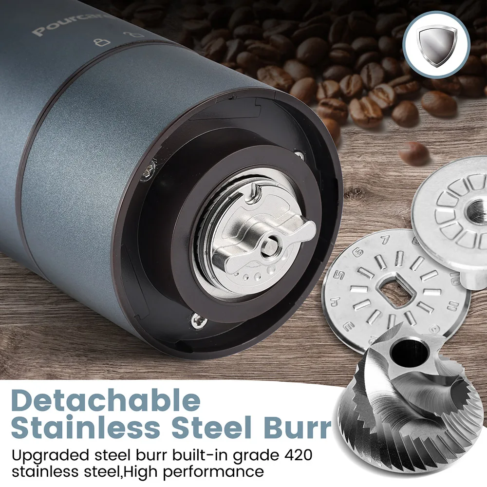 Stainless Steel Core Coffee Grinder Electric Coffee Bean Grinder USB Rechargeable LED Ambient Light Coffee Machine