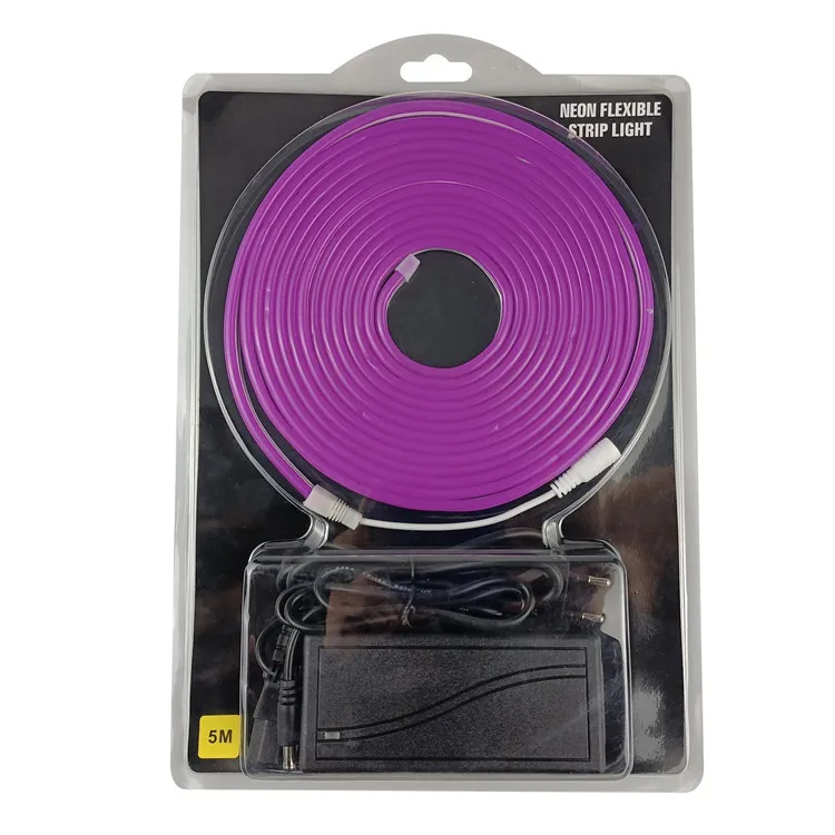 Silicone Neon LED Strip Light, Single Color Strip Set, Free Cut, Luz de corda para quarto, 5m, DC 12V