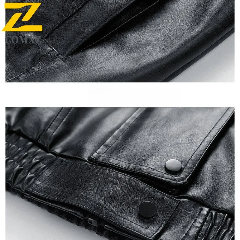 COMXZ Trendy PU Leather Jacket Men High Quality Adventure Windproof Leather Coats Comfort Autumn Motorcycle Leather Jackets