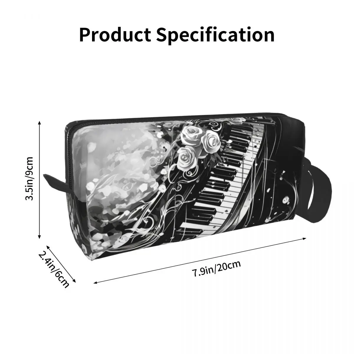 Abstract Piano Keys With Musical Notes Makeup Bag Cosmetic Organizer Storage Dopp Kit Toiletry Cosmetic Bag for Women Beauty