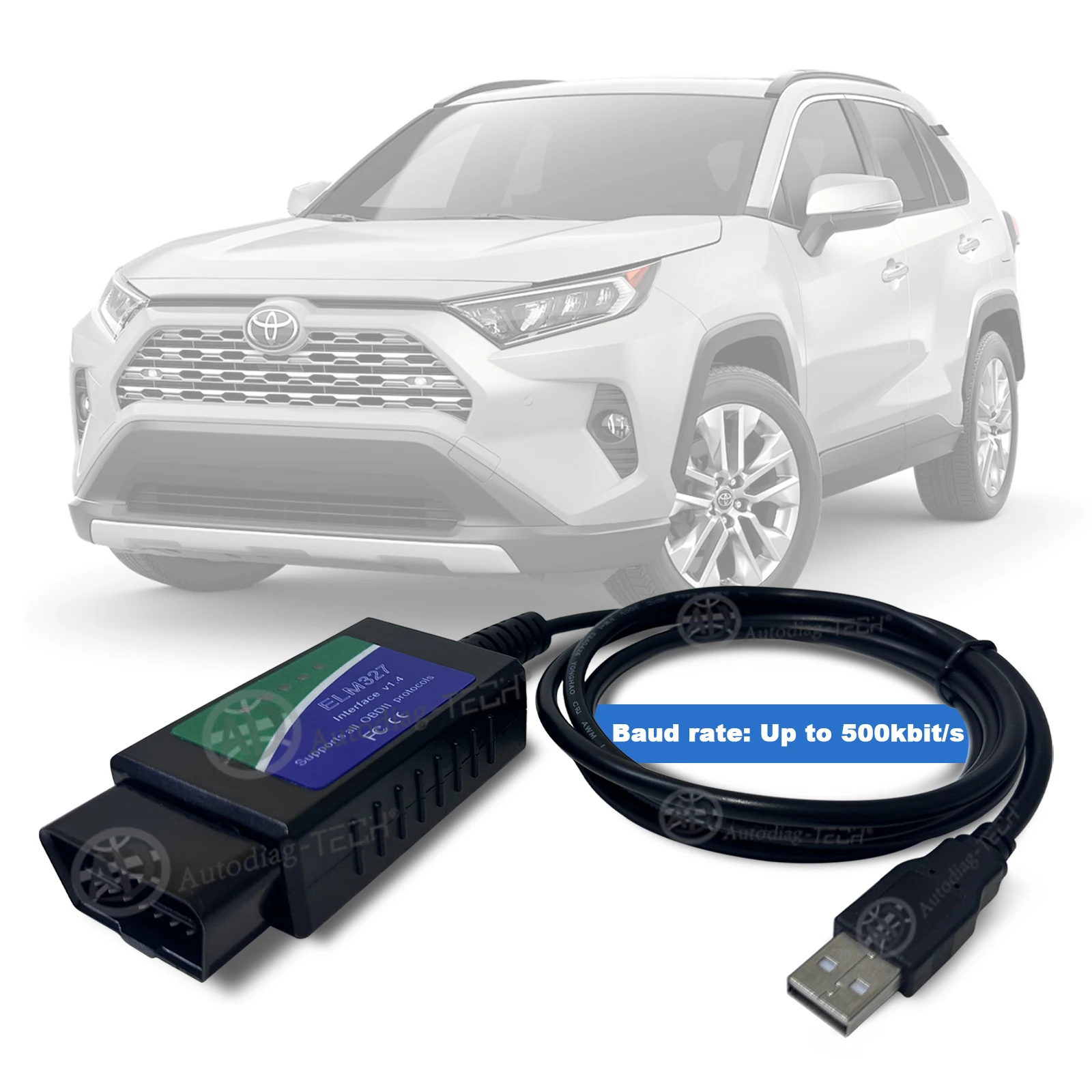 ELM327 USB OBD2 with 2480 Chip Scan Tool/Code Reader,ELM 327 OBDII Automotive Diagnostic Tool Up to 500,000bps Baud Rate