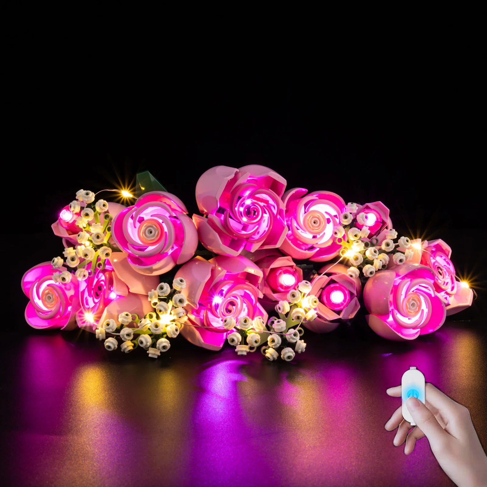 LED-Beleuchtungsset Passend für LEGO Blumenstrauß aus Rosa Rosen Botanik 10374 Bausteine
